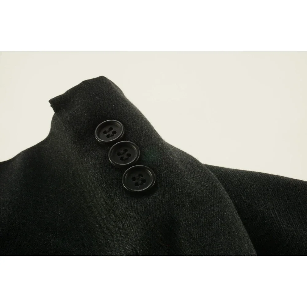 Vintage Giorgio Armani Men's 44L Charcoal Gray Woven‎ Wool 3 Button Notch Blazer